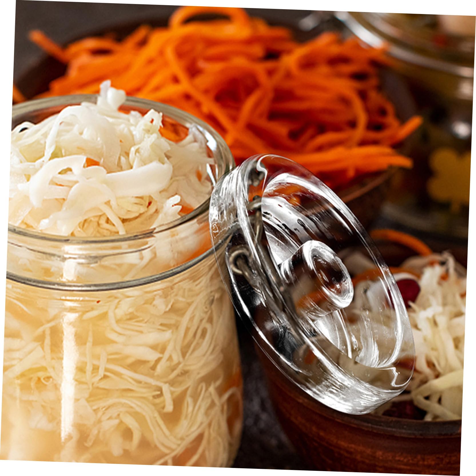 MAGICLULU 2 Piezas Pesas de Fermentación de Vidrio con Mango Fácil de Agarre para Tarros de Boca Ancha de Accesorio Práctico para Frascos de Fermentación y Conservación de Alimentos