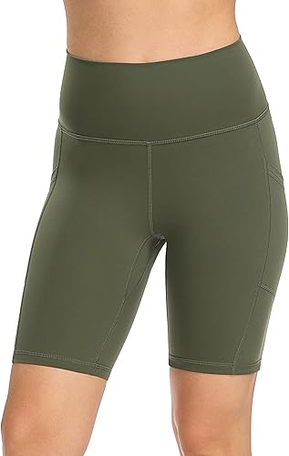 Miniatura 4 de YUNOGA Womens High Waist Biker Shorts with Pockets 6"8" Yoga Shorts Gym Workout Running Spandex Shorts