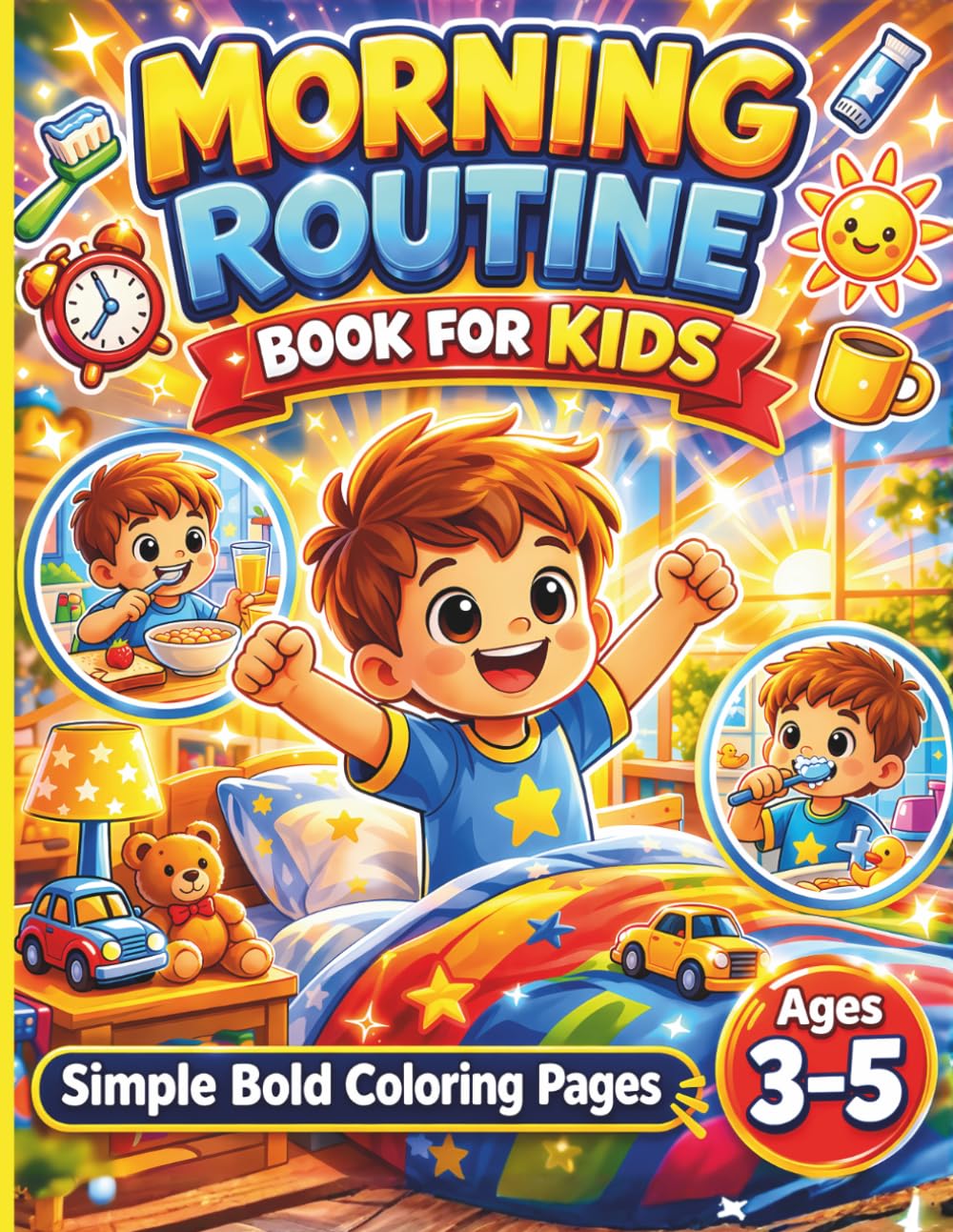 Morning Routine Book for Kids Ages 3-5: Daily Routine Coloring Book for Toddlers – Simple Bold Pages to Build Healthy Habits and Independence