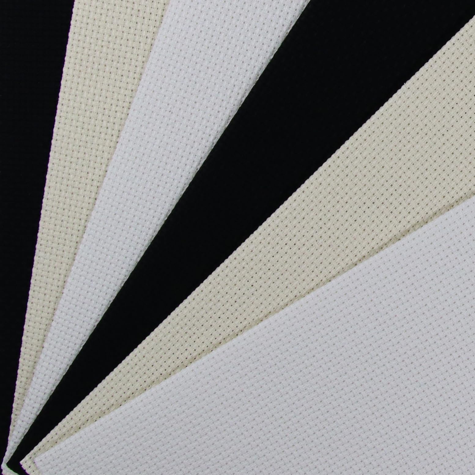 KCS 6 pc of 12" x 18"(30cmx45cm) 14CT Counted Cotton Aida Cloth Cross Stitch Fabric (White+Cream+Black)