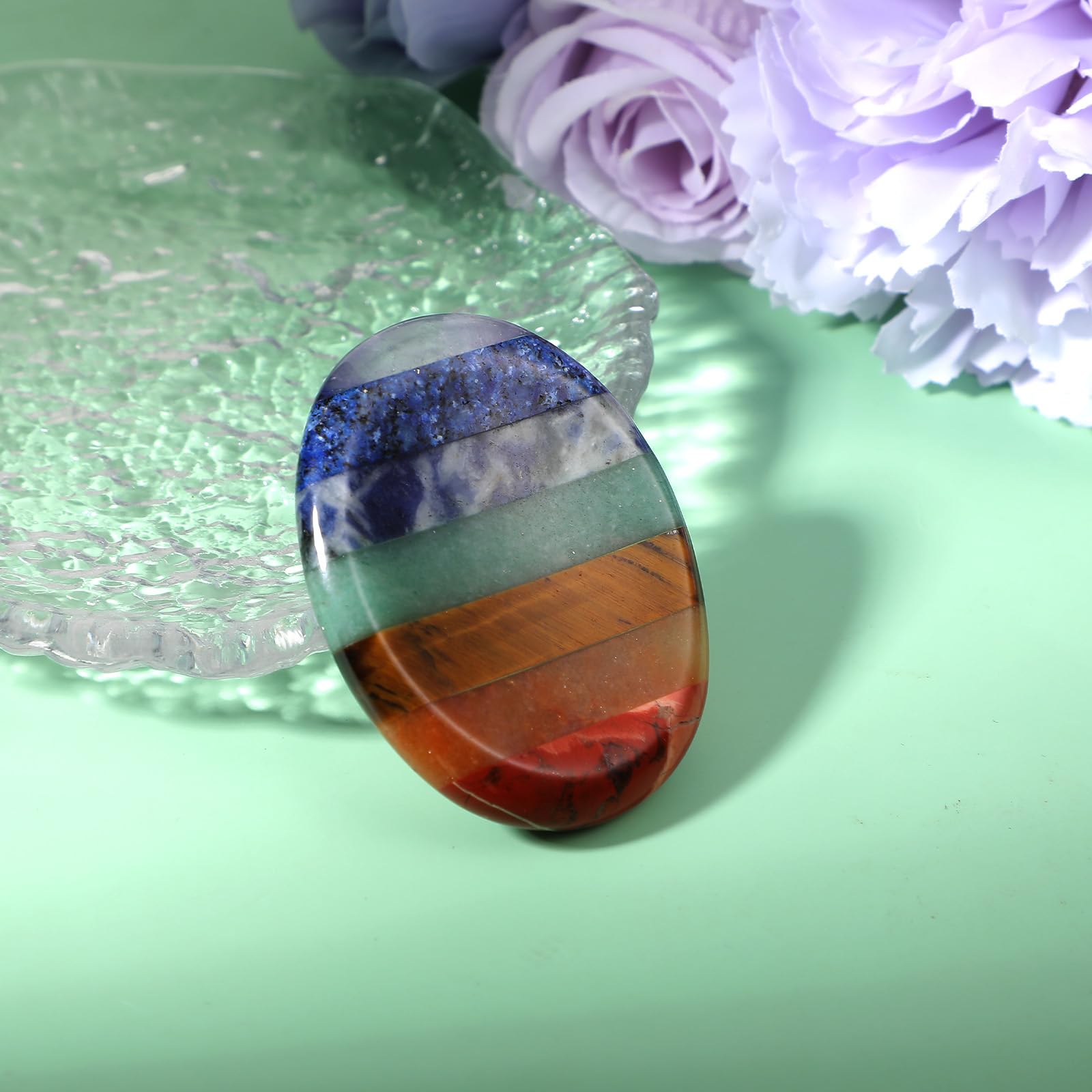 Sibba Chakra Kristalle Daumen Kristall Palm Pocket Handschmeichler Stein Chakra Massagestein Steine Oval Edelsteine Glückssteine Kristalle Edelsteine Glücksbringer Sorgensteine für Meditation Geschenk