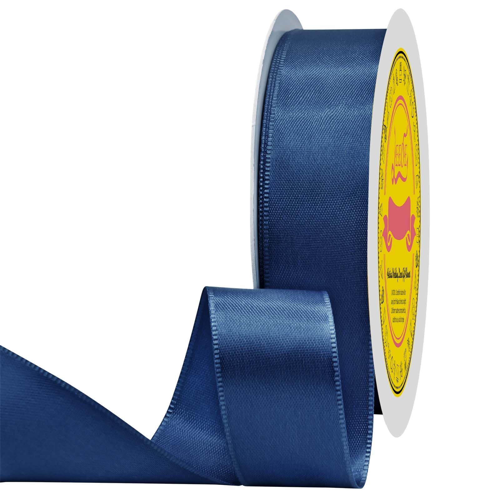 Navy Blue Satin Ribbon 1 inch X 50 Yards Polyester Ribbon for Gift Wrapping Very Suitable for Weddings Party Hair Bow Invitation Decorations and More