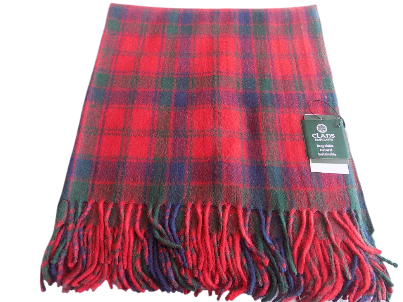 Clans Of Scotland Red & Navy Check Clans Scotland Wool Blend Tartan Blanket/Throw Robertson Red Tartan