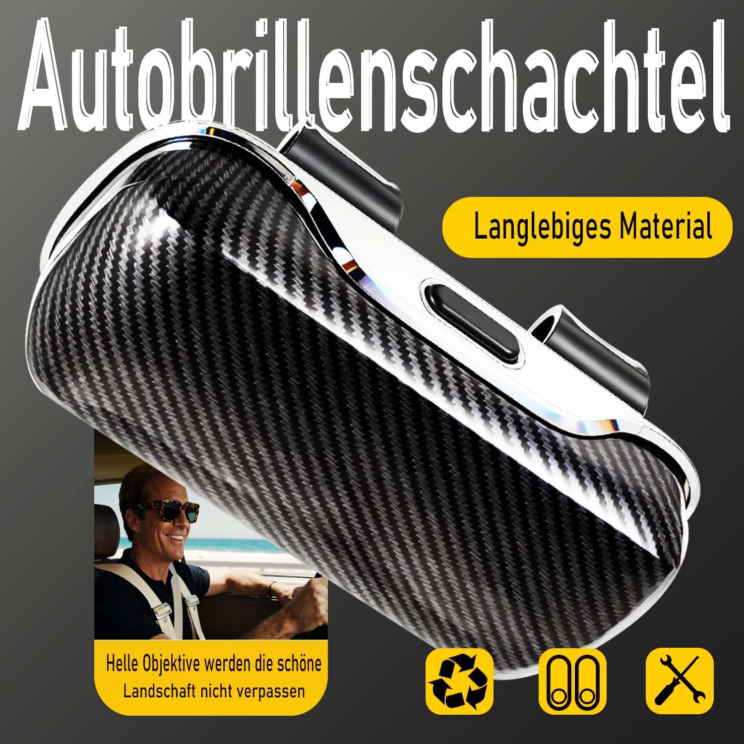 Portaocchiali per Visiera Auto, Soporte Portátil para Lentes De sol, Soporte para Gafas De sol para Coche con Acolchado De Fieltro, per Appendere Occhiali da Vista(Fibra di Carbonio)