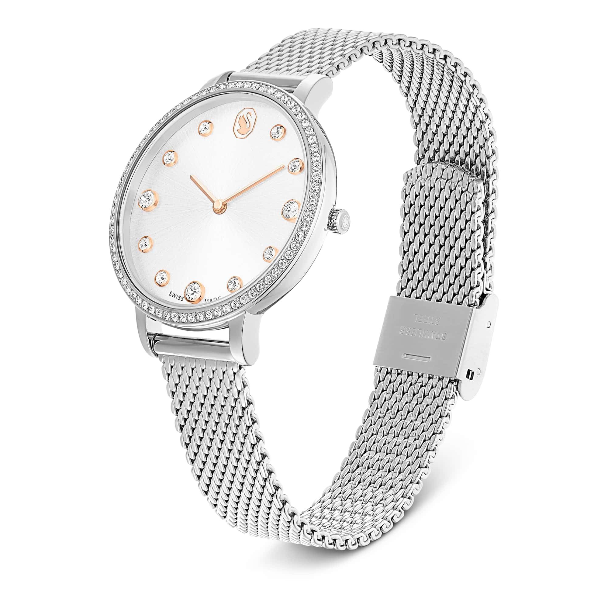 Swarovski Clarica Kollektion Uhr, Swiss Made, Metall-Armband