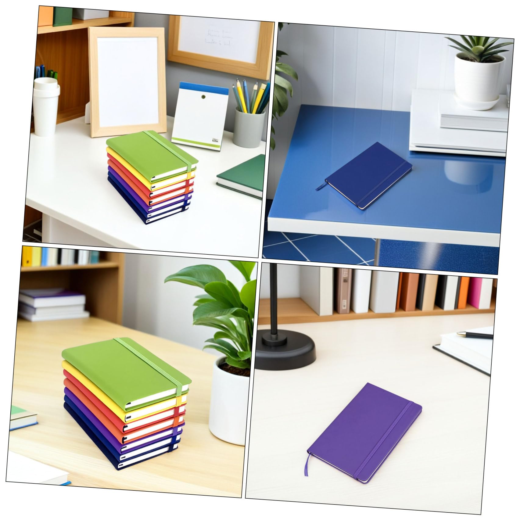Set 7 Quaderni A6 con Copertina Pu e Pagine Rigate, Taccuini Portatili con Cinturino Elastico per Studenti e Viaggi, Carta che Previene Sbavature