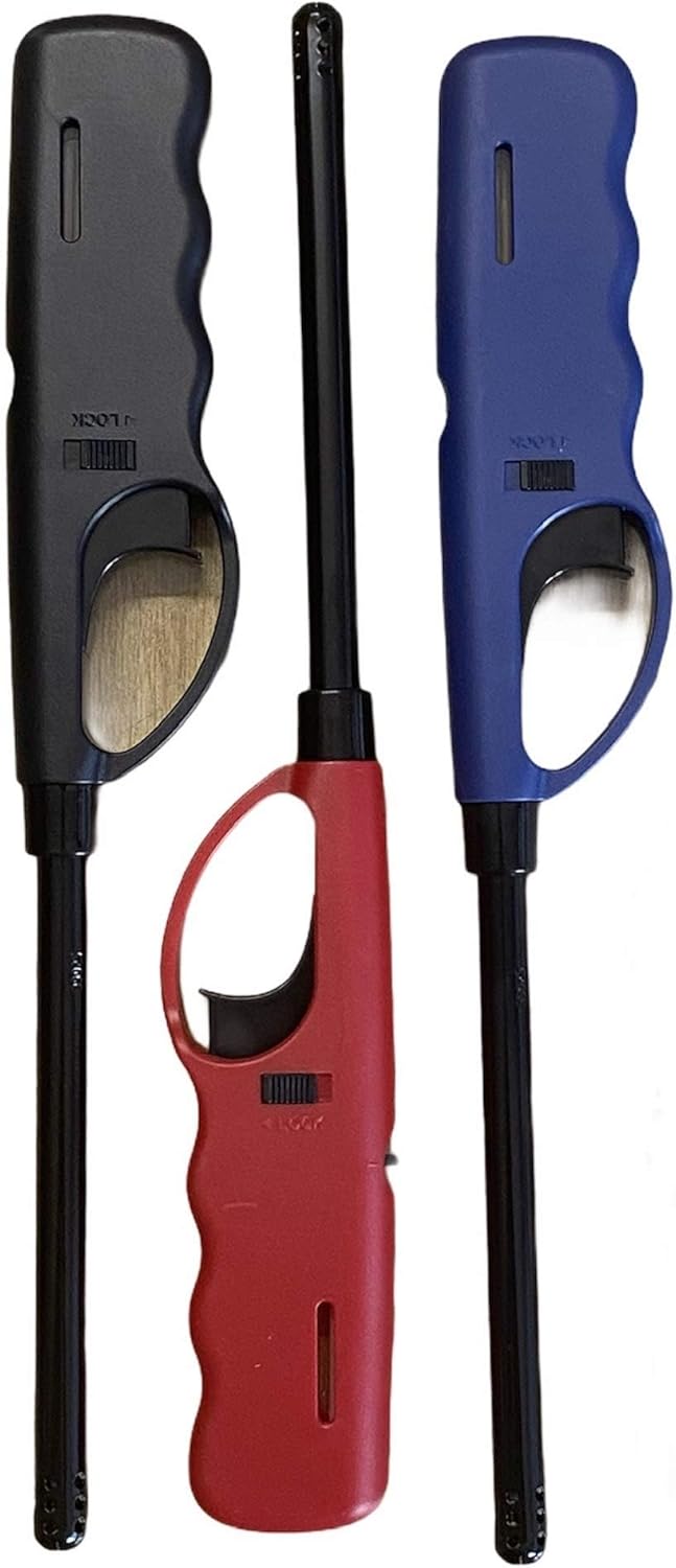 3 x Large bbq Lighters Refillable Safety Gas Candle Fire BBQ Lighter