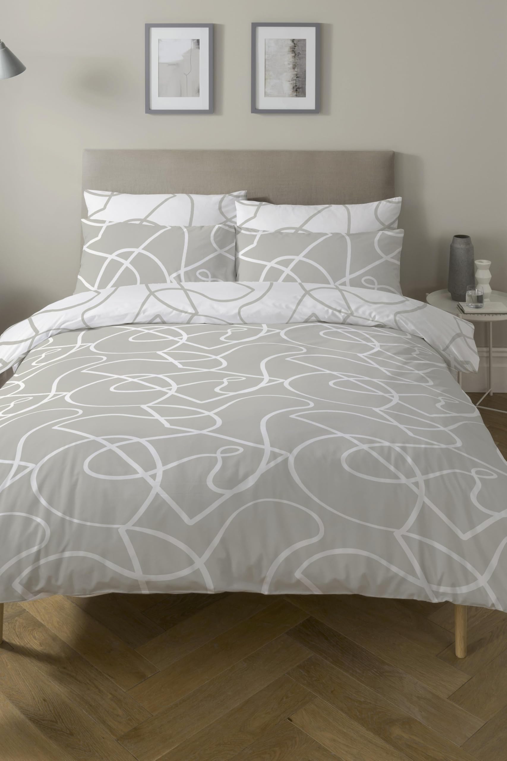 Copenhagen Home Stone Pablo Reversible Duvet Cover And Pillowcase Set - Double