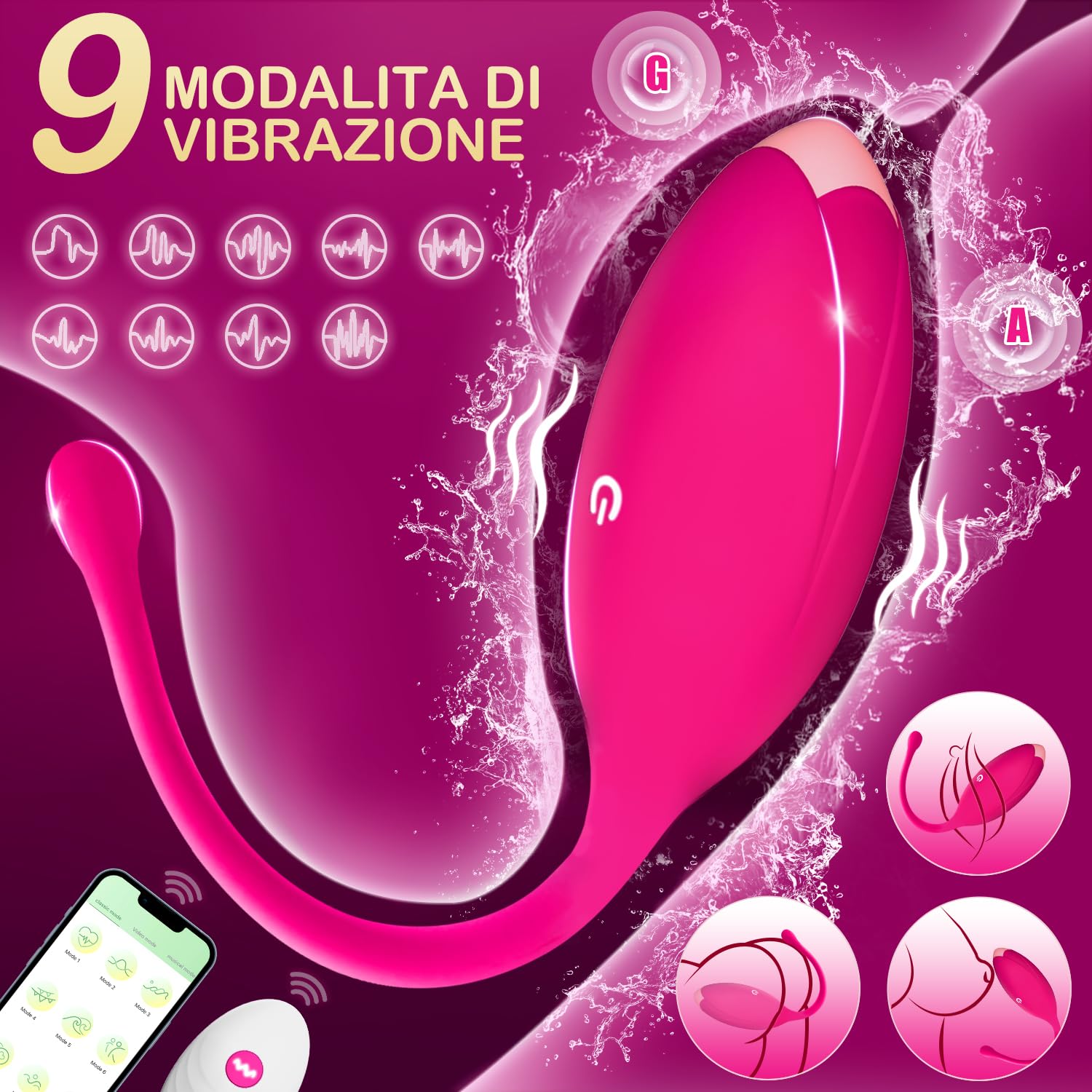 Vibratoreper Donna Professionale Mini Vibratore Con App, Ovetto Vibrante Donna Telecomando Wireless Vibratoriper Clotoride Sex Toys Vibratori Piccolo Sexytoysys Coppia（PINK）