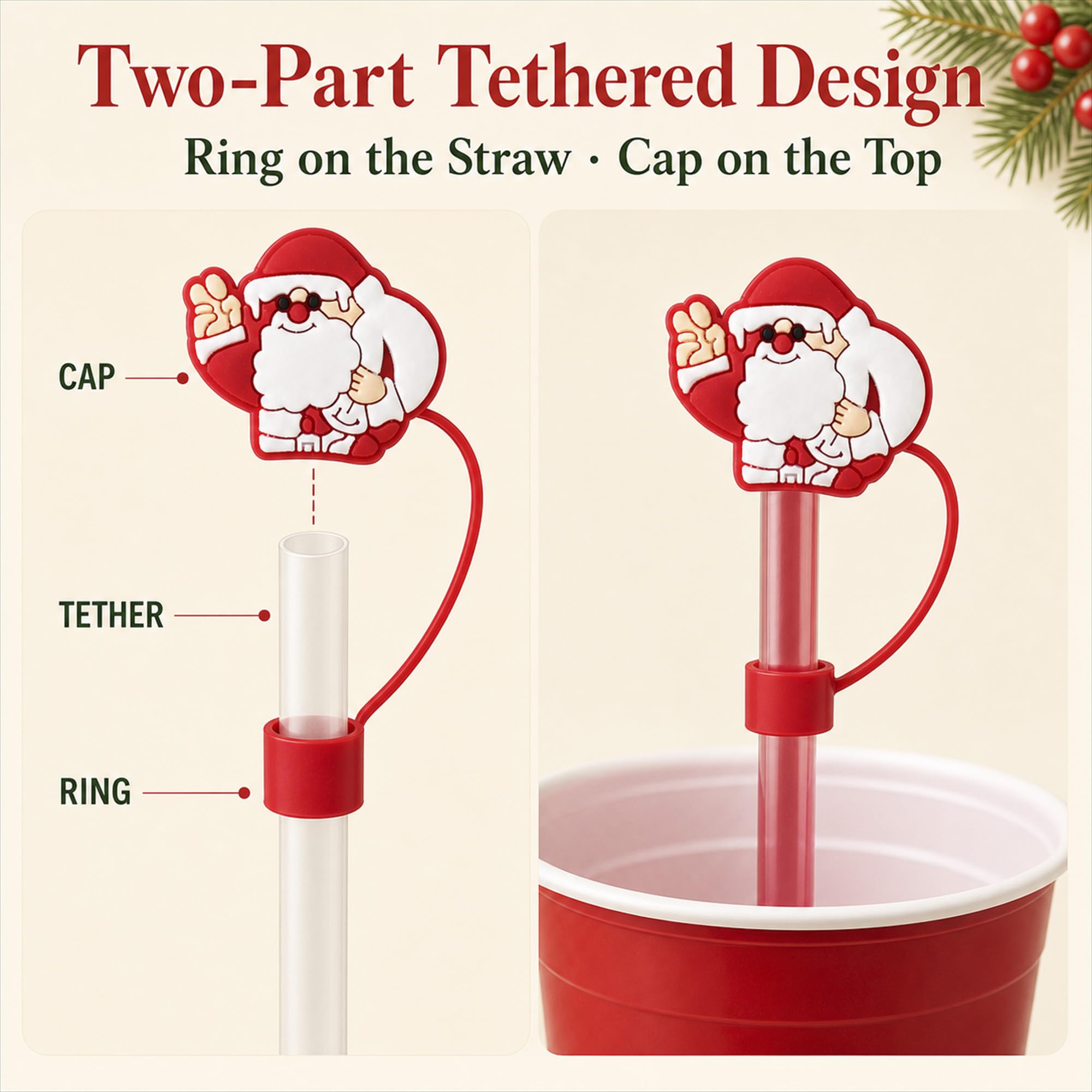 Christmas Straw Toppers - Festive Drinkware Accessories -3