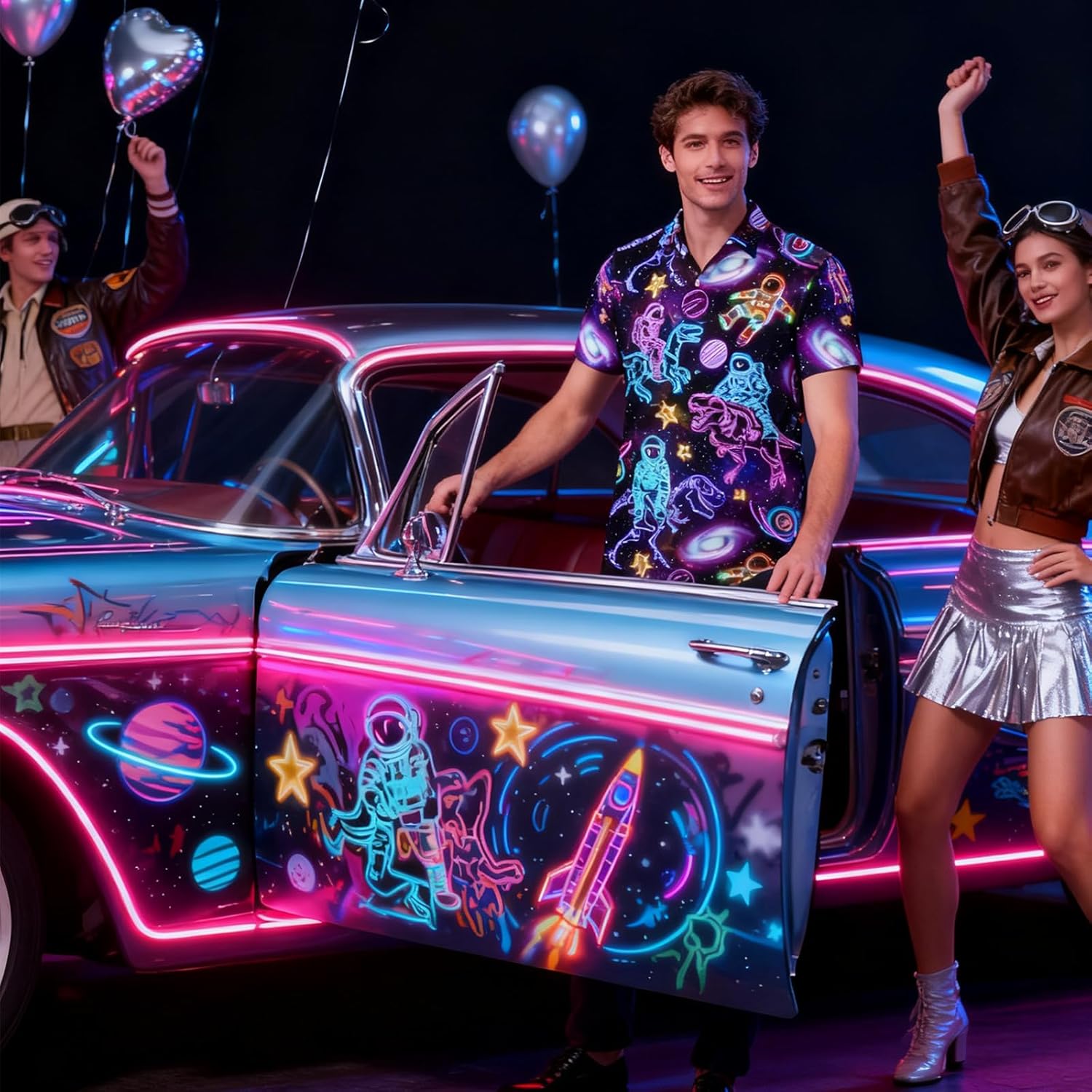 Fanient Mens Hawaiian Shirt Summer 3D Print Casual Short Sleeve Button Down Graphic Aloha Dress Shirts - Image 5