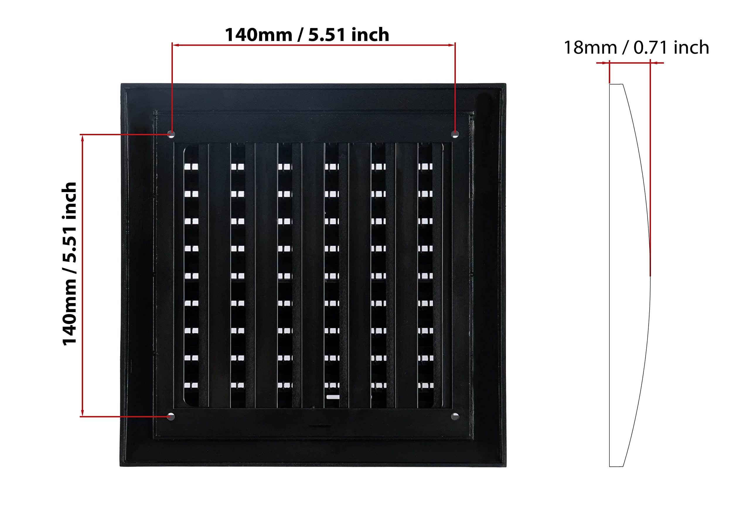 Steinberg14 Anthracite Plastic 125mm Adjustable Air Vent Cover, 5 inch Air Vents for Interior Walls and Ceilings - Image 2