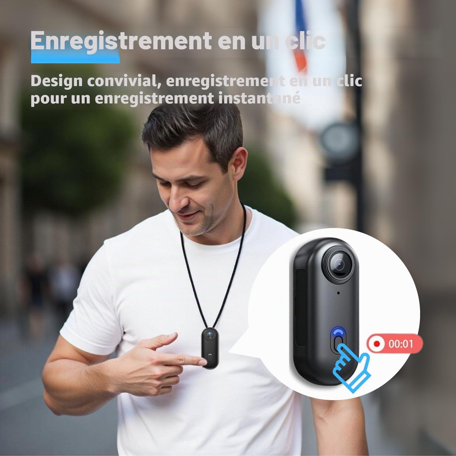 Caméra corporelle 4K POV Pro, caméra Portable avec Clip Rotatif 360° et Clip magnétique, Enregistrement 120 Minutes, idéale pour conférences, Voyages et promenades (128G)