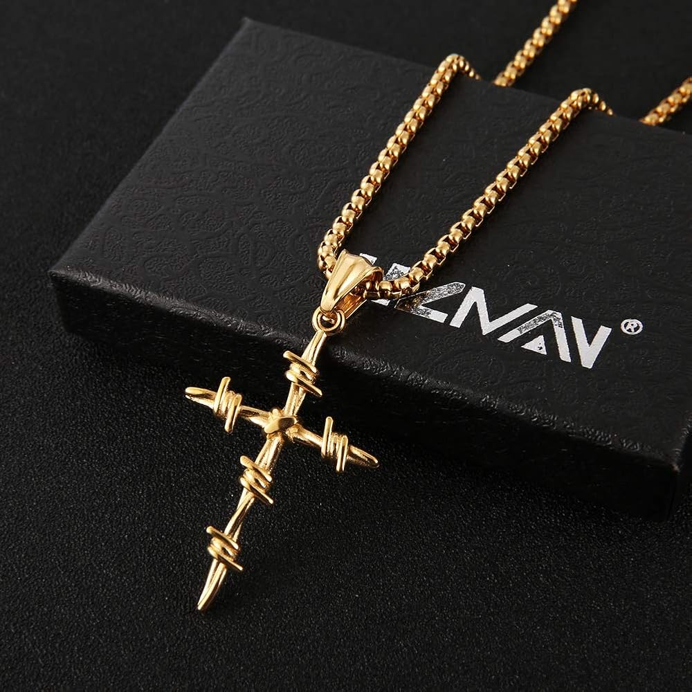 HZMAN Isaiah 4110 Jewelry Collar Con Colgante De Cruz De Acero Inoxidable Con Texto Del Verso Biblico En Ingles