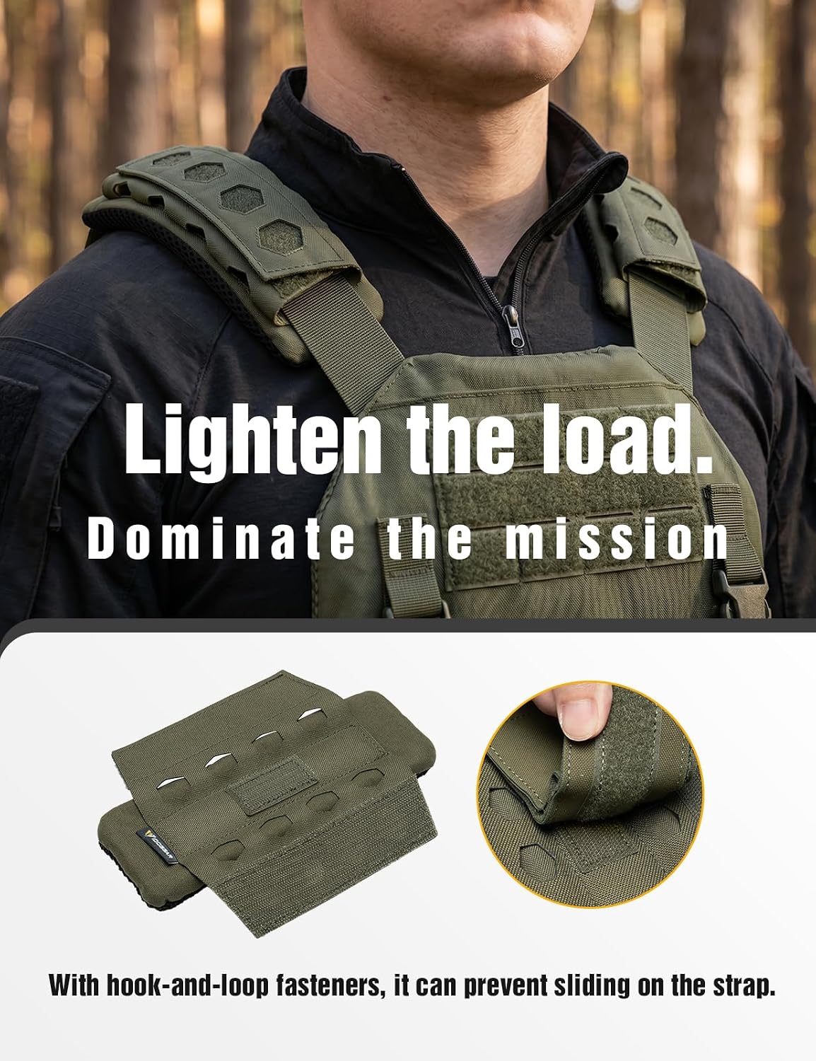 IDOGEAR Sports Tactical Shoulder Strap Pad for Vest 500D Nylon & 3D Mesh Breathable Shoulder Strap Cushion for Tactical Gear Backpack Shoulder Strap Outdoor Traveling Bags