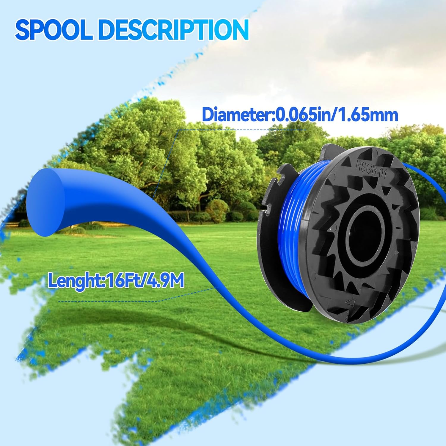 88524 Trimmer Spool Line Compatible with Toro 51484 51486 51487 88506 Single Line String Trimmer, 16Ft 0.065" (12)