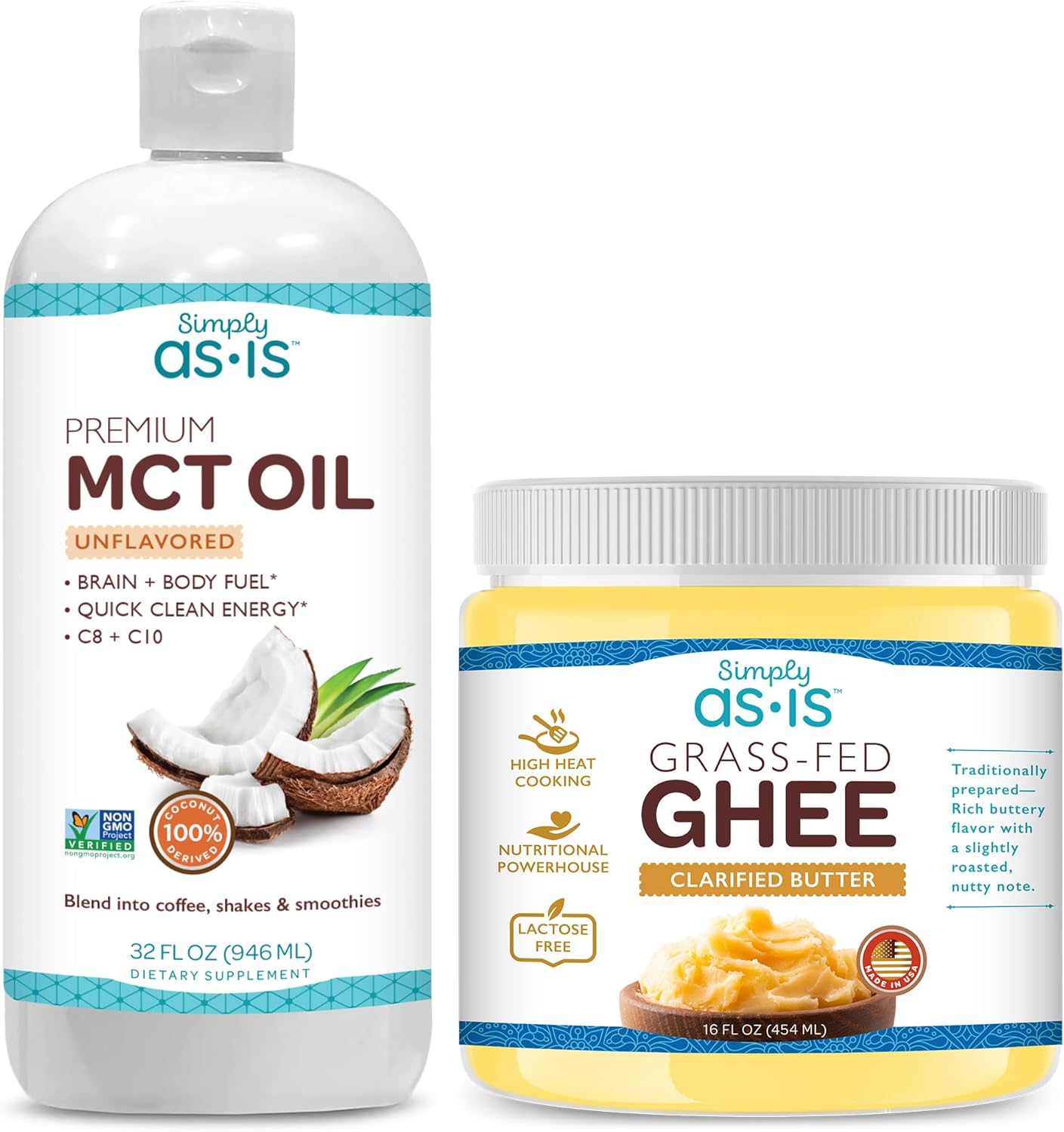 ASIS Simply Bundle of Premium MCT Oil C8 & C10 (32 fl oz
