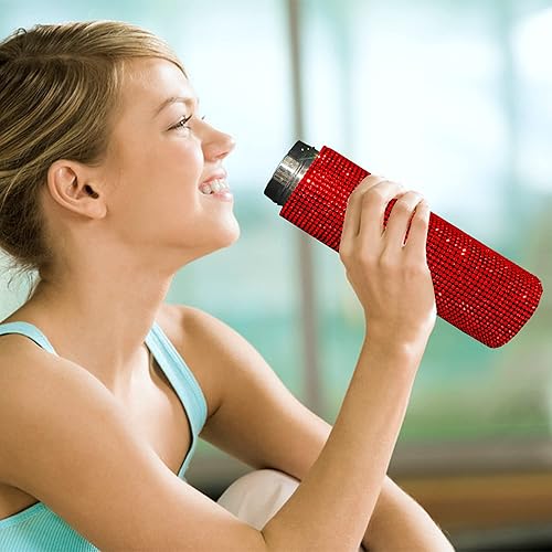 Miniatura 6 de Bling Crytal Botella de agua aislada de 17 onzas con colador, botella térmica de acero inoxidable, doble pared aislada al vacío, botella de vacío de