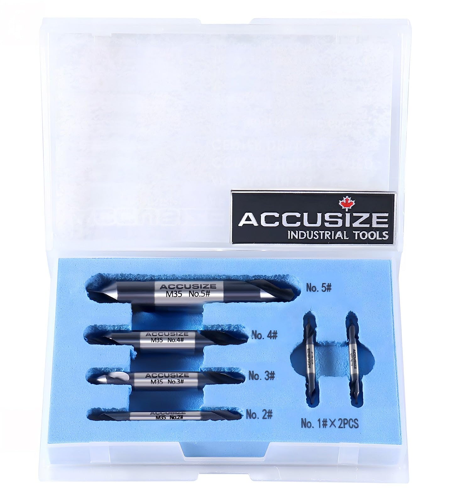 Accusize Industrial Tools (#1-#5), SAE 3/64"-3/16", 6 Pc ANSI M35 (H.S.S. +5% Cobalt) TiAlN Coated Center Drill Bit Set, Inch Sizes, 3500-6001