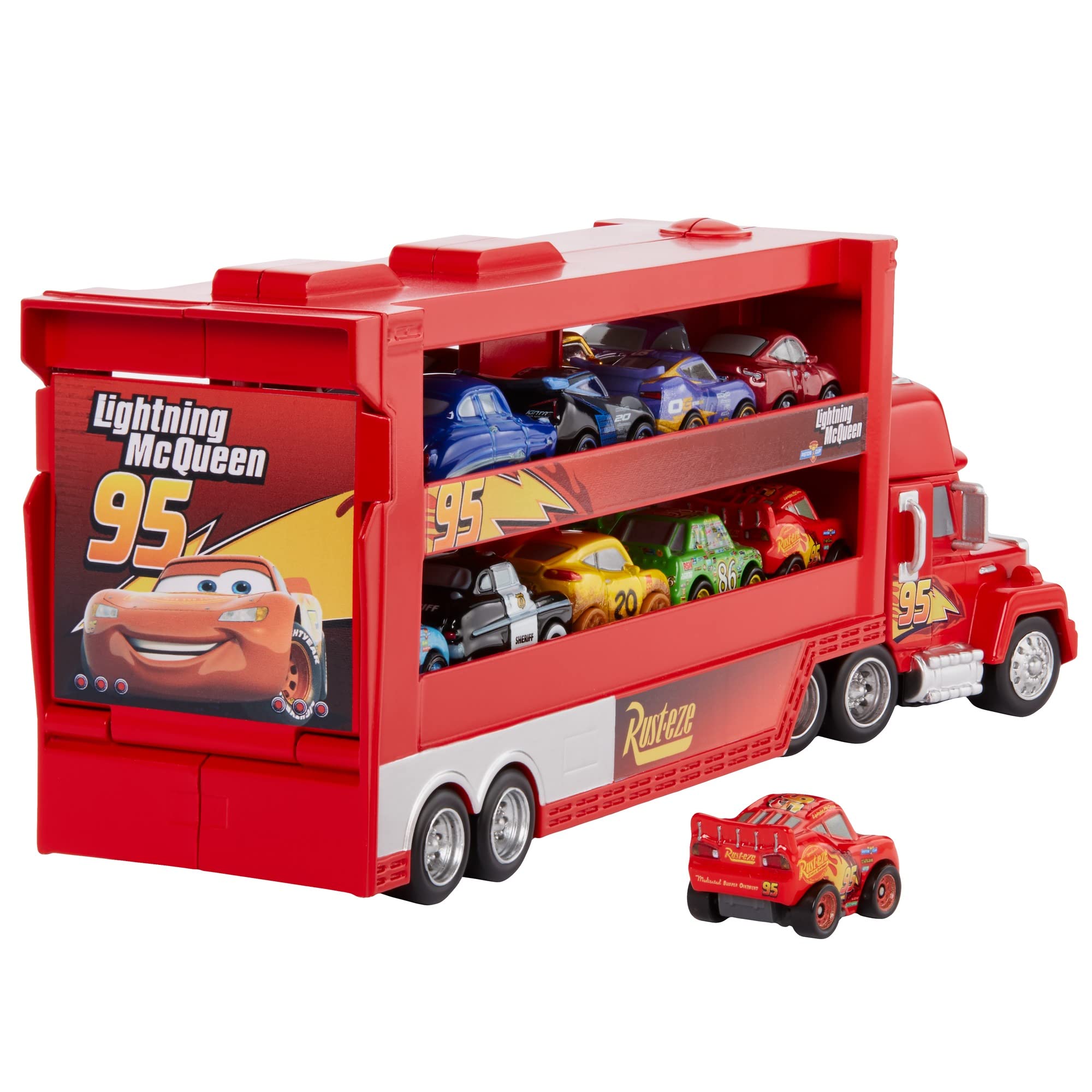 Mattel Disney Pixar Cars - Mini Racer Transporter Sortiment mit Mini Fahrzeug, Spielzeug ab 4+ Jahren GNW34