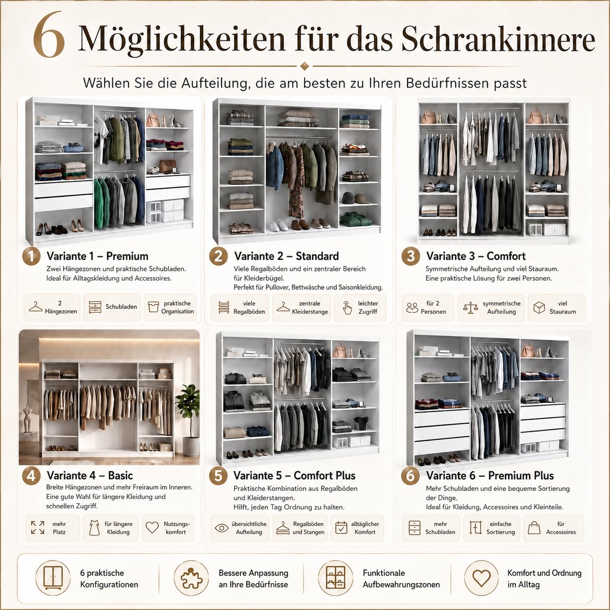 A&J MöbelLand BELANO Kleiderschrank mit Spiegel, Schwebetürenschrank 200 x 215 x 59,5 cm, 4 Schubladen, Kleiderstangen und Einlegeböden, Weiß/Graphit, Premium