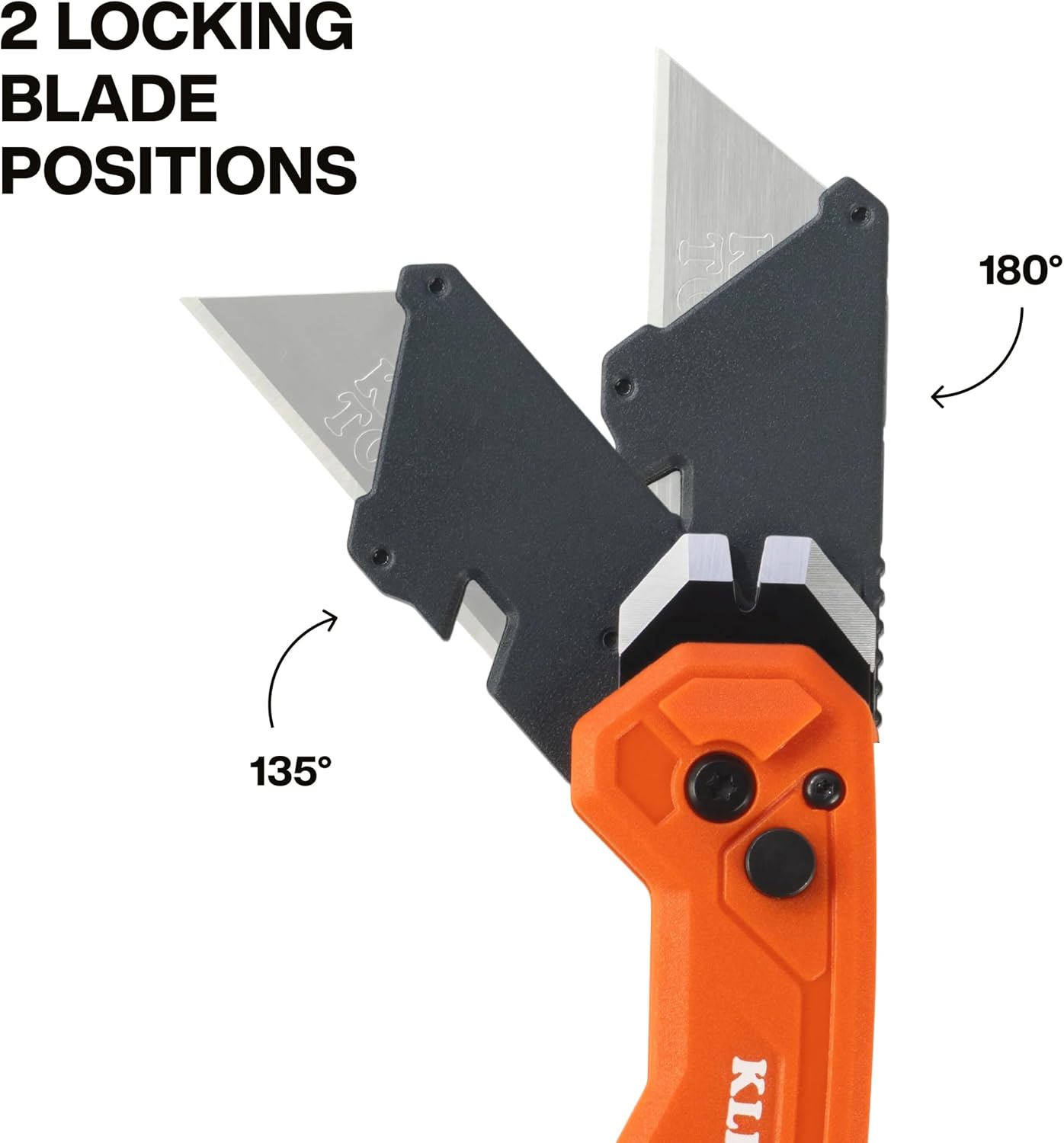Klein Tools 44309 Pry Bar Knife, 2-in-1 FLICKBLADE Utility Knife with Built-In Pry Bar, Dual Locking Positions at 135-Degree and 180-Degree, Full Metal Core