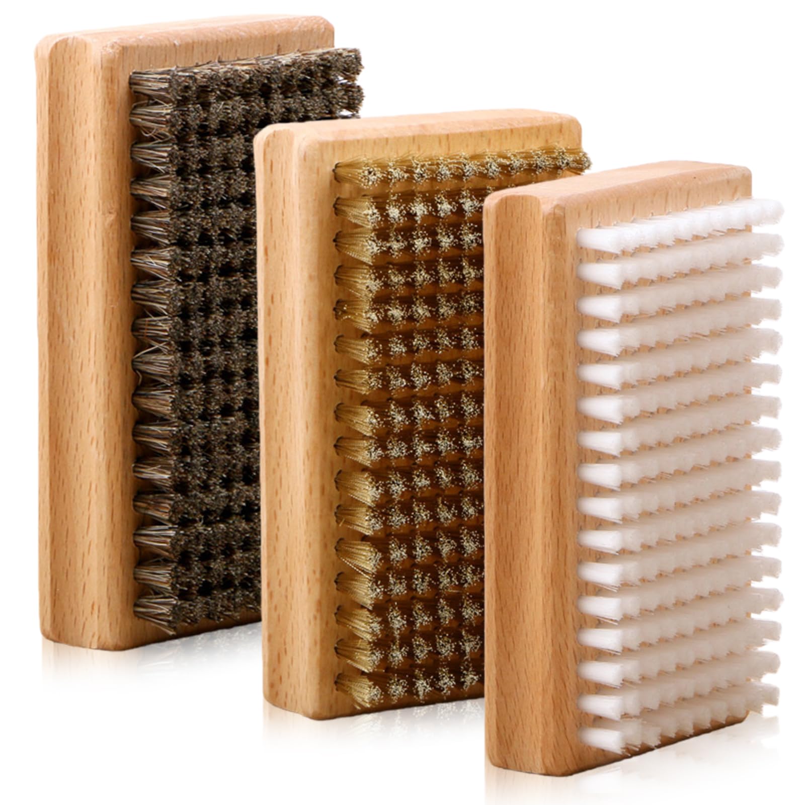 GAOUTO Lot de 3 brosses à cire pour snowboard 12,5x7x3,5 cm nylon crin cheval cuivre