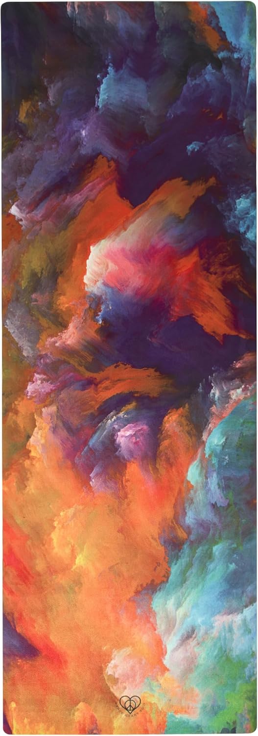 Purple Abstract Premium Luxury Yoga Mat with Carry Strap – 5mm Non-Slip Eco-Friendly Mat with Vegan Suede Top – No Yoga Towel Needed, Perfect for Hot Yoga