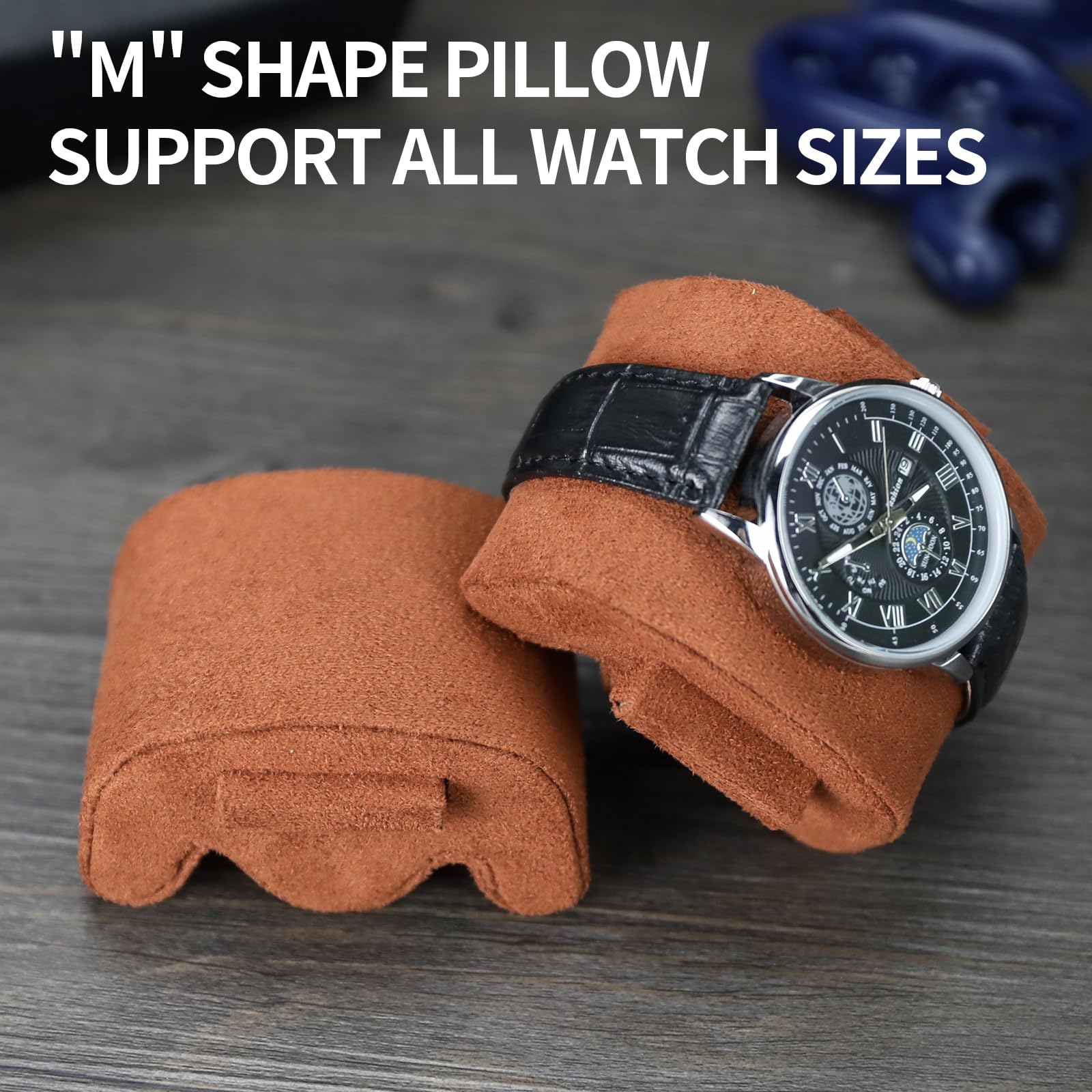 Estuche enrollable de reloj para hombres y mujeres, caja organizadora de relojes con 3 ranuras, almacenamiento hexagonal para 3 relojes, estuche portátil de viaje de piel sintética (negro | Caja de reloj de viaje portátil para reloj de 3, caja de reloj de