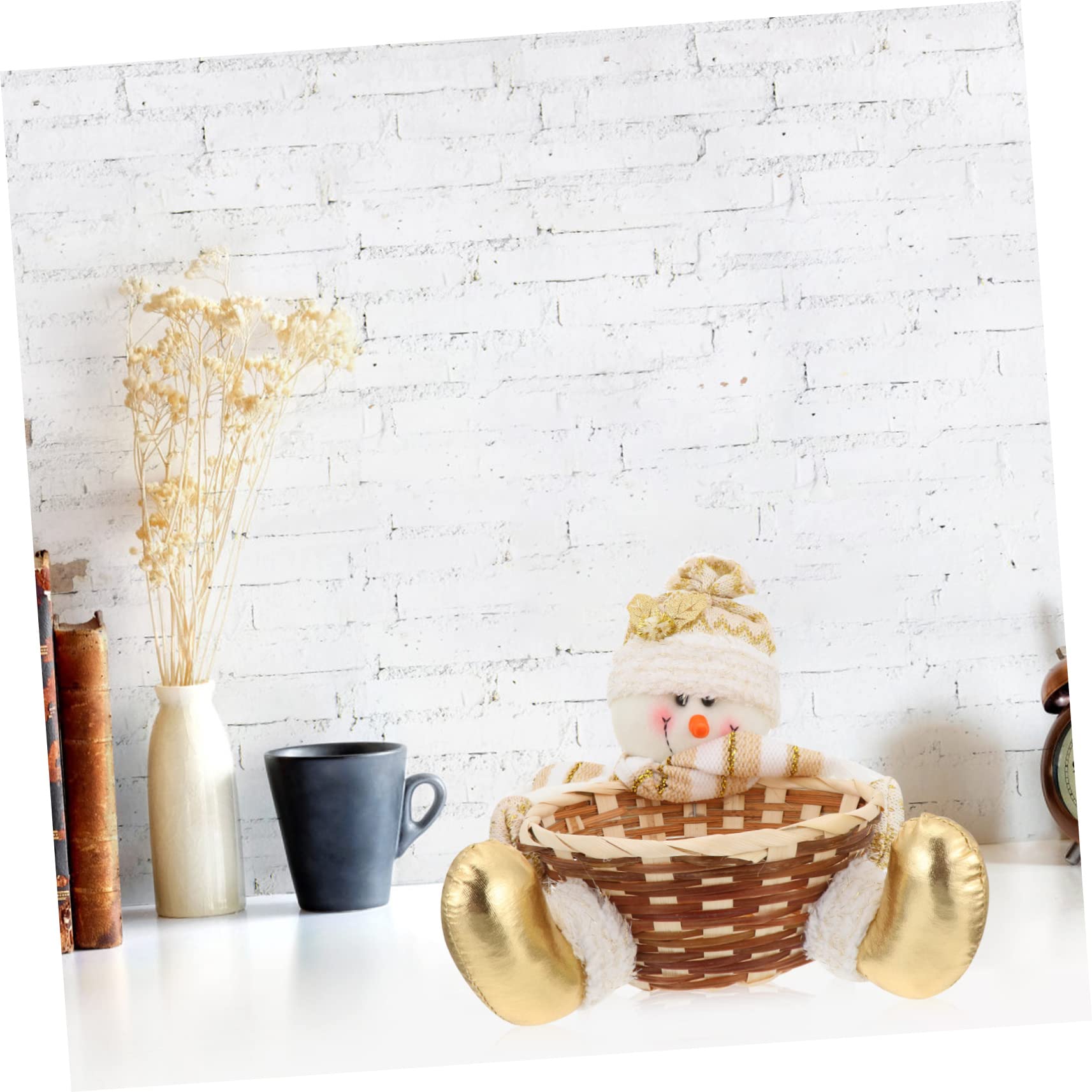 Beatifufu Elegant Christmas Snowman Candy Basket Storage Box Hook for Christmas Decorations