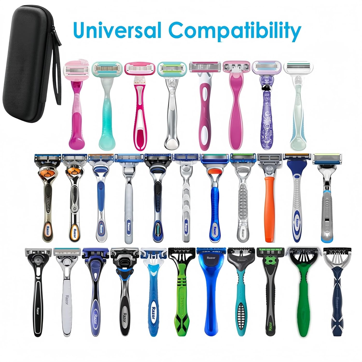 Razor Protective Case, Men's Razor Cord Travel Organizer Compatible with Most brands of Razors, Zipper Carrying Bag,Shockproof Waterproof Case