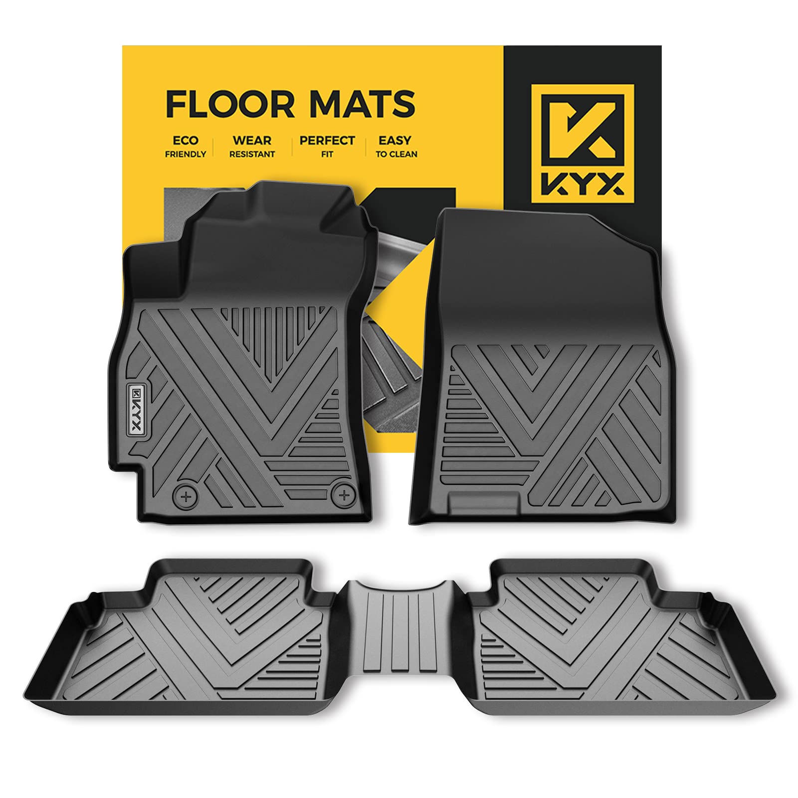 KYX Floor Mats Fits for 2021 2022 2023 Elantra (Not fits for Hybrid), All Weather Protection Floor Liners 1st and 2nd Row Front & Rear, Car Mats TPE Black