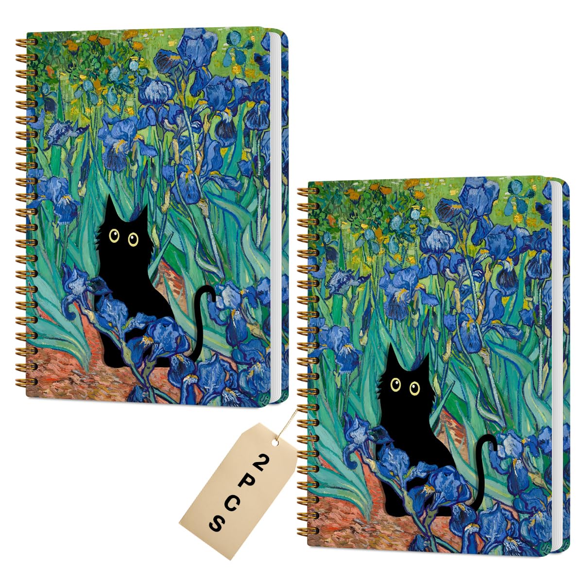 2 Packs Cat Spiral Notebook Aesthetic College Ruled Journaling Notebooks Cat Themed Gifts for Women Mom Teacher Hardcover Notebook Journals for Writing Classroom Office Supplies