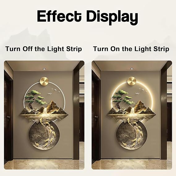 Ledライトモダンな手作りの3dウォールアートの装飾 - リビングルームのエントリオフィスのための大きな壁の彫刻 - 手描きの壁吊り下げ絵画〜/