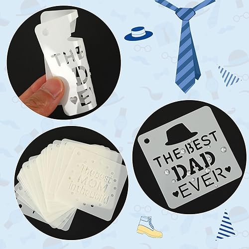 Miniatura 3 de Augshy Plantillas para pintar, paquete de 56 plantillas para el Día del Padre, plantillas para el Día de la Madre, plantillas reutilizables para