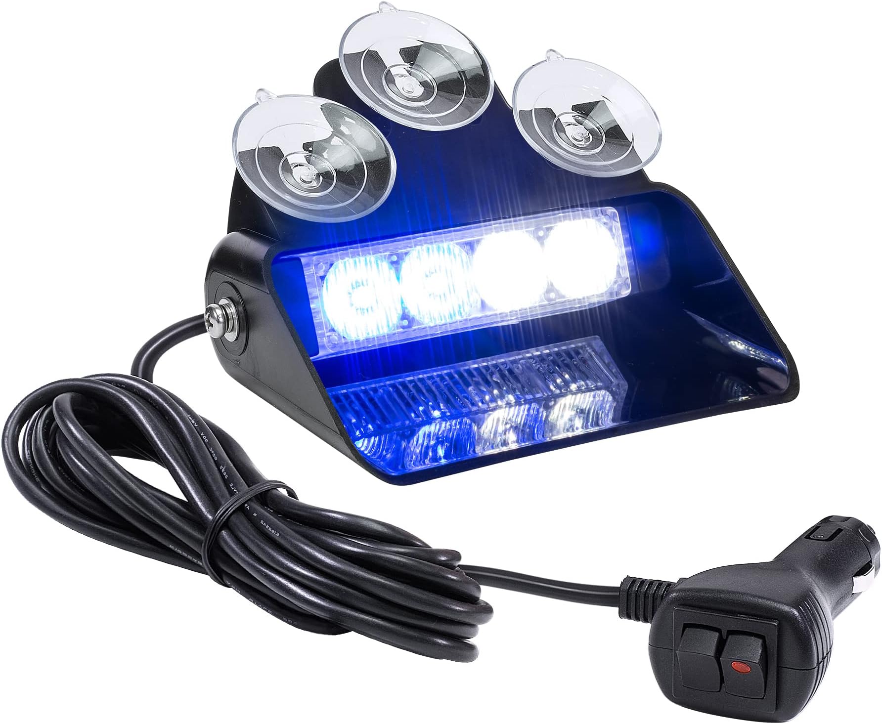 LAMPHUS Super High Intensity 4 LED Low Profile Windshield Mount Deck Dash Emergency Strobe Light Blue SBWL14-BW