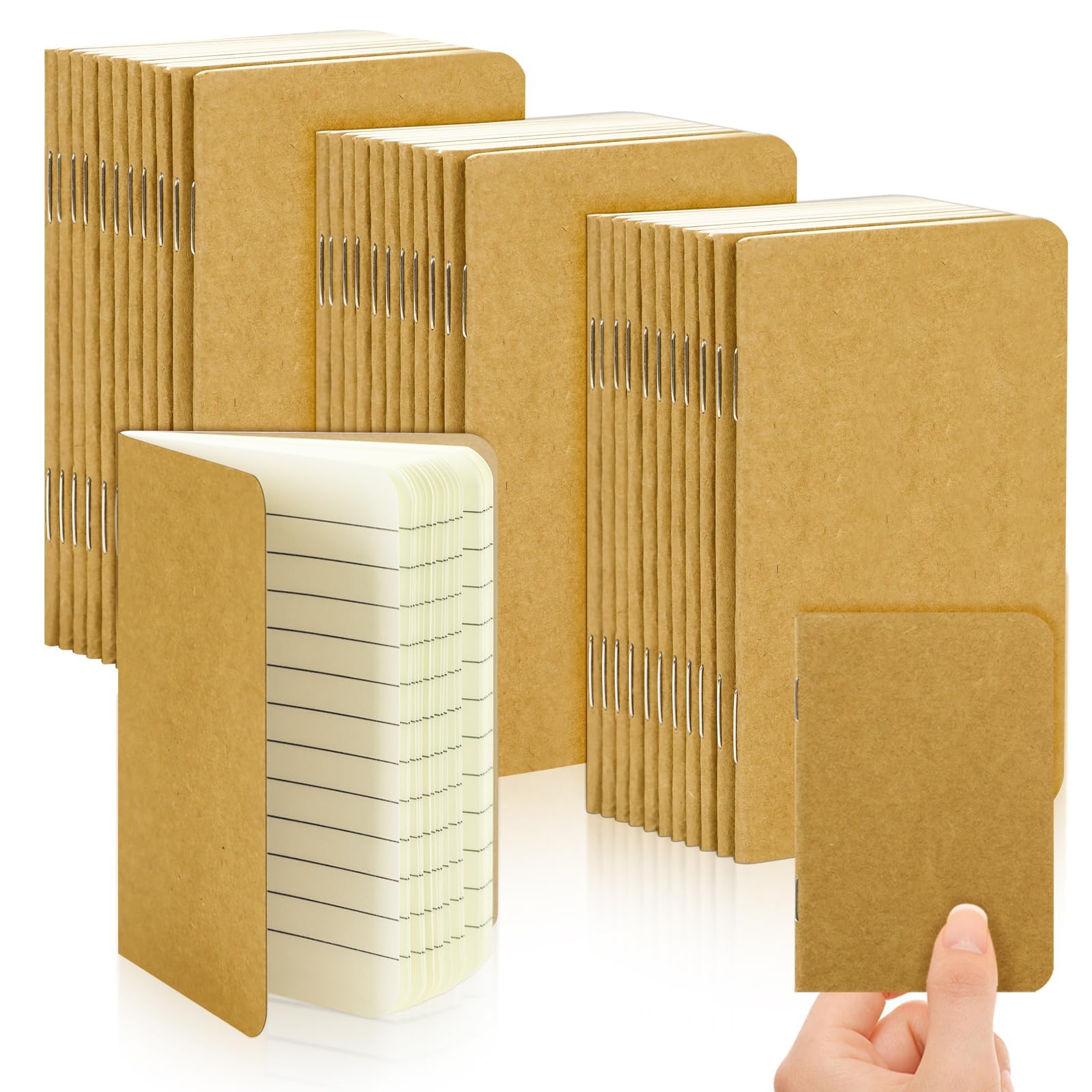 WYOMER 36-Piece Set of 4'' x 2.5'' Kraft Paper Pocket Notebooks - Mini Portable Memo Diaries Ideal for Students and Travelers (30 Sheets, 60 Lined Pages)
