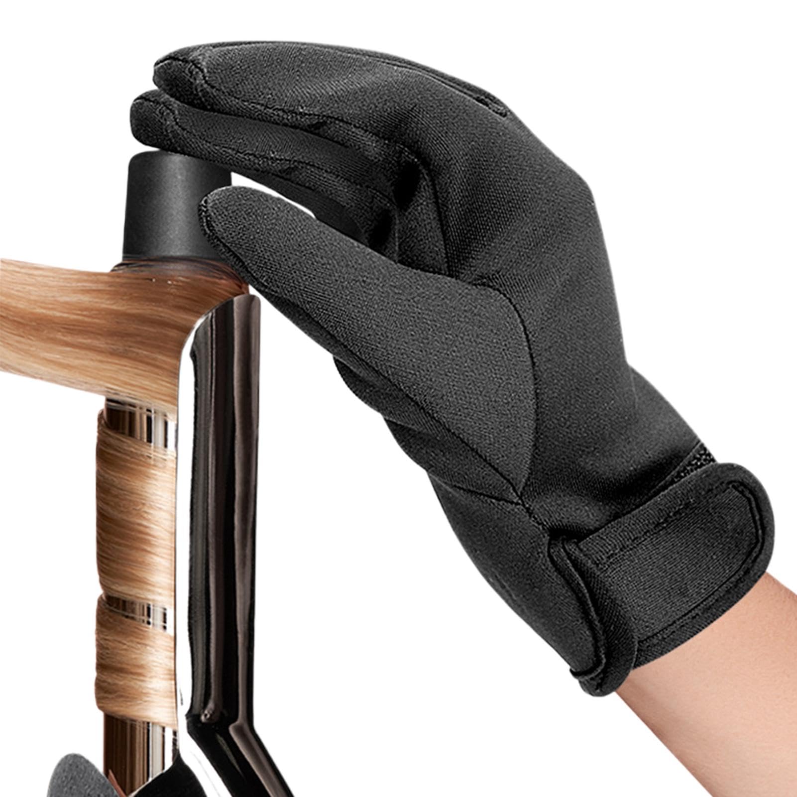 Gants thermiques résistants, gants de coiffage, gants de coiffure professionnels, 5 doigts chauffés mitaines avec poignée non glissante et flexible pour les coiffeurs et les utilisateurs