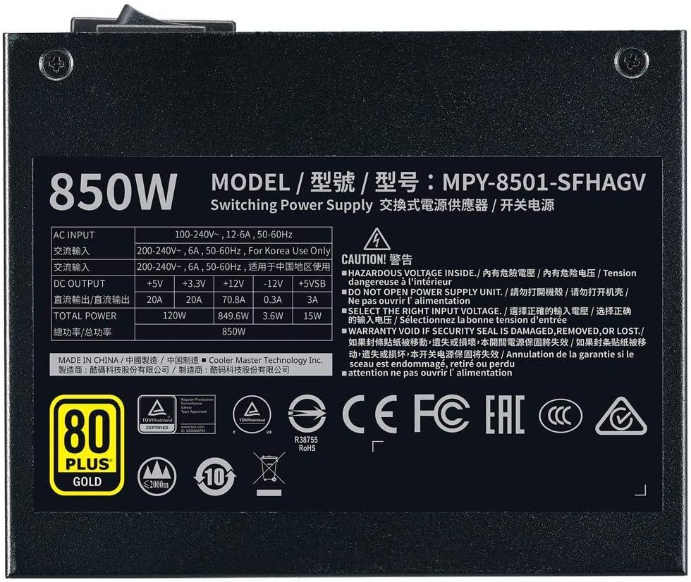 Flash Deals - 50% OFF Cooler Master V850 SFX Gold Full Modular, 850W, 80 Gold Efficiency, ATX Bracket Included, Quiet FDB Fan, SFX Form Factor,Suitable for Mini-ITX Computer case. 10 Year Warranty