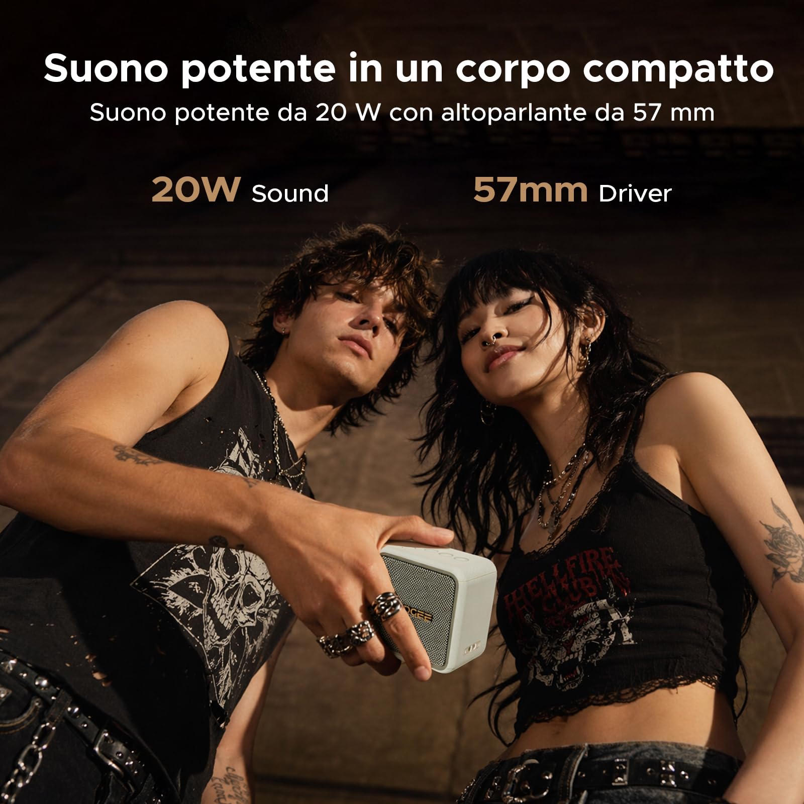 Cassa Portatile 20W Picco,Speaker Wireless IP67 Impermeabile Antipolvere e Antiurto,14 Ore Autonomia,TWS Stereo,Vivavoce,USB TF AUX (BLACK)