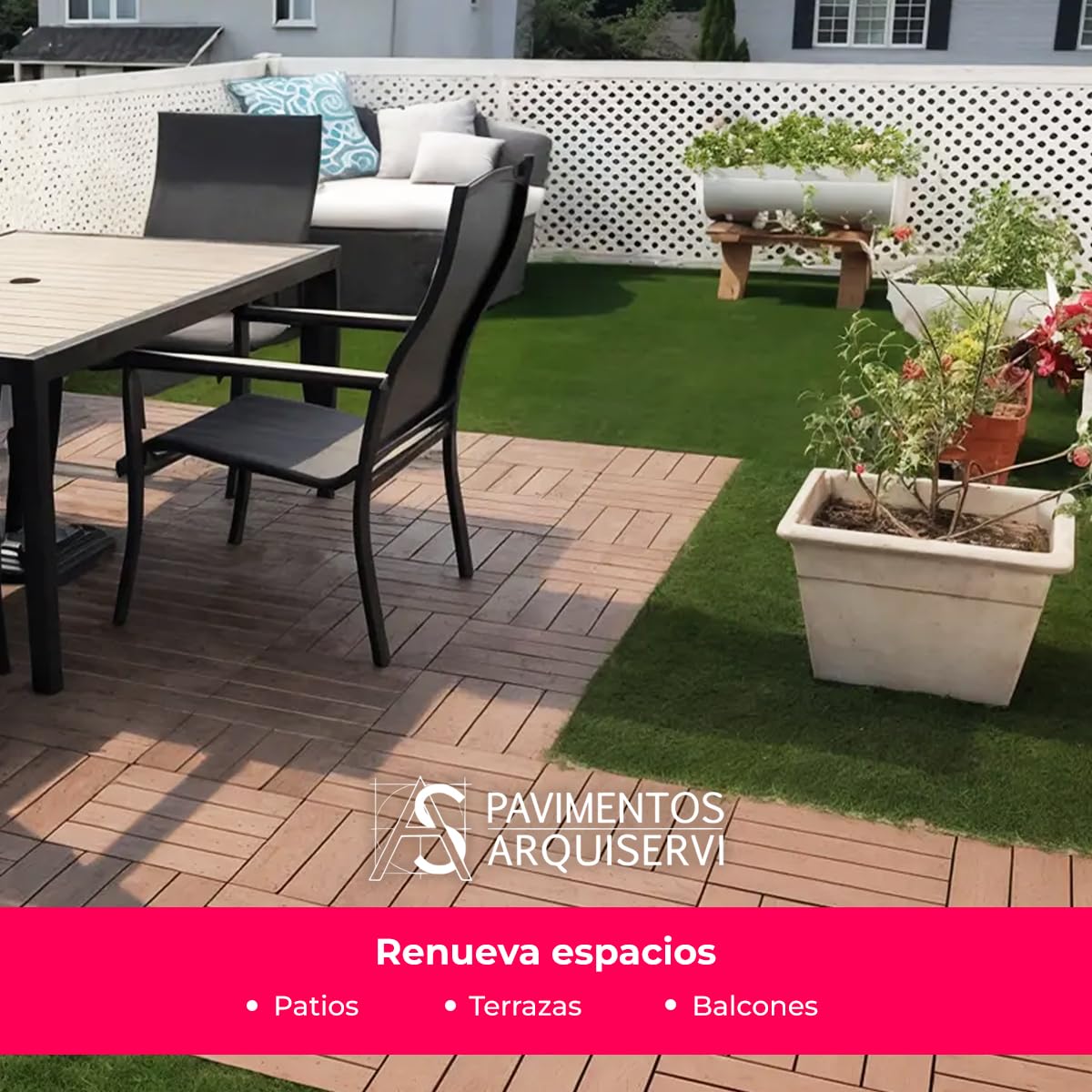 Baldosas Madera Composite WPC Terraza Patio Jardin Porche Ext e Int - Antideslizantes Robustas Texturizadas - 30x30x2,5