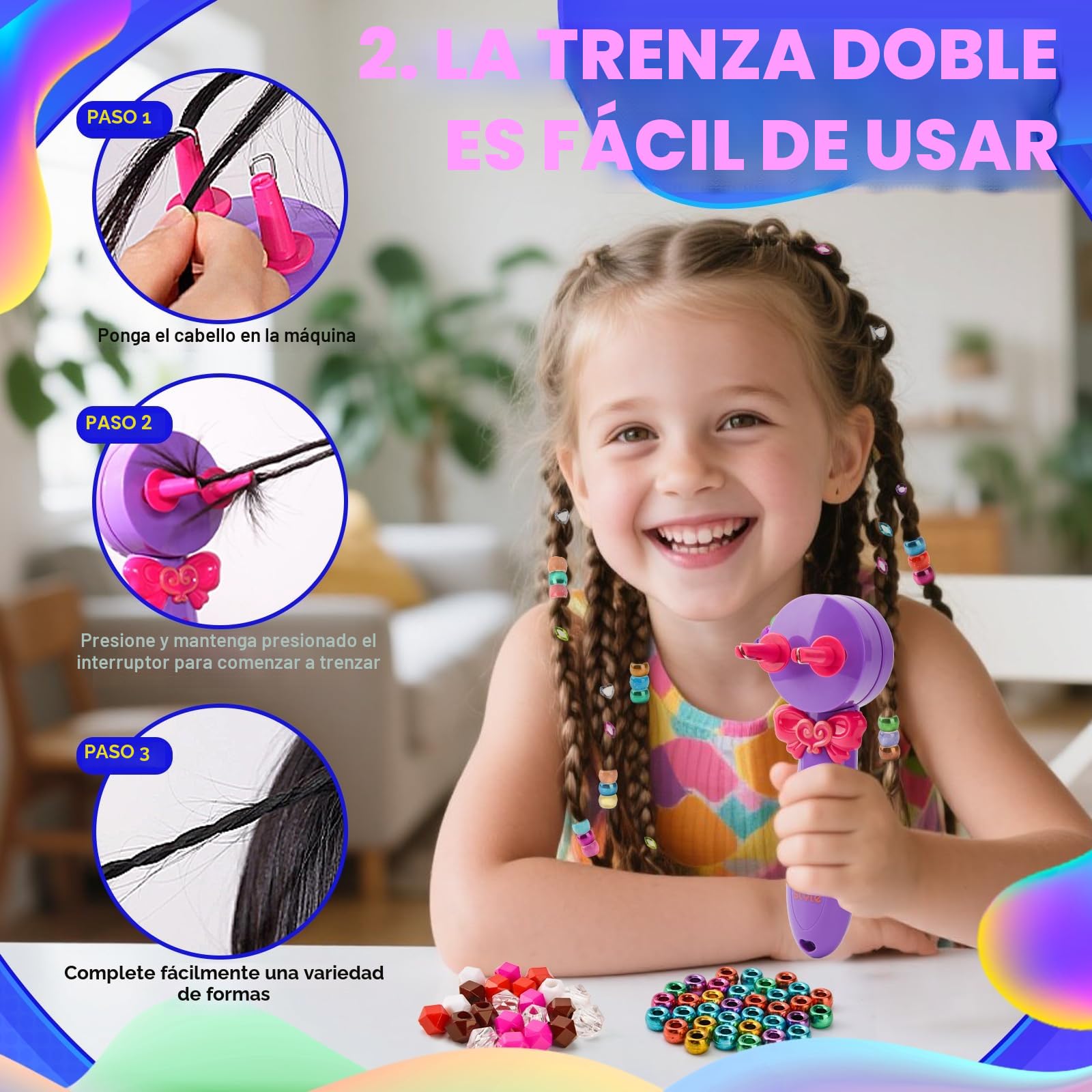 3-en-1 Máquina Trenzadora Automática, Trenzador de Pelo para Niñas con Accesorios DIY, Automatic Hair Braider, Accesorios para el Cabello Juguetes Regalos para Niñas 3-12 Años