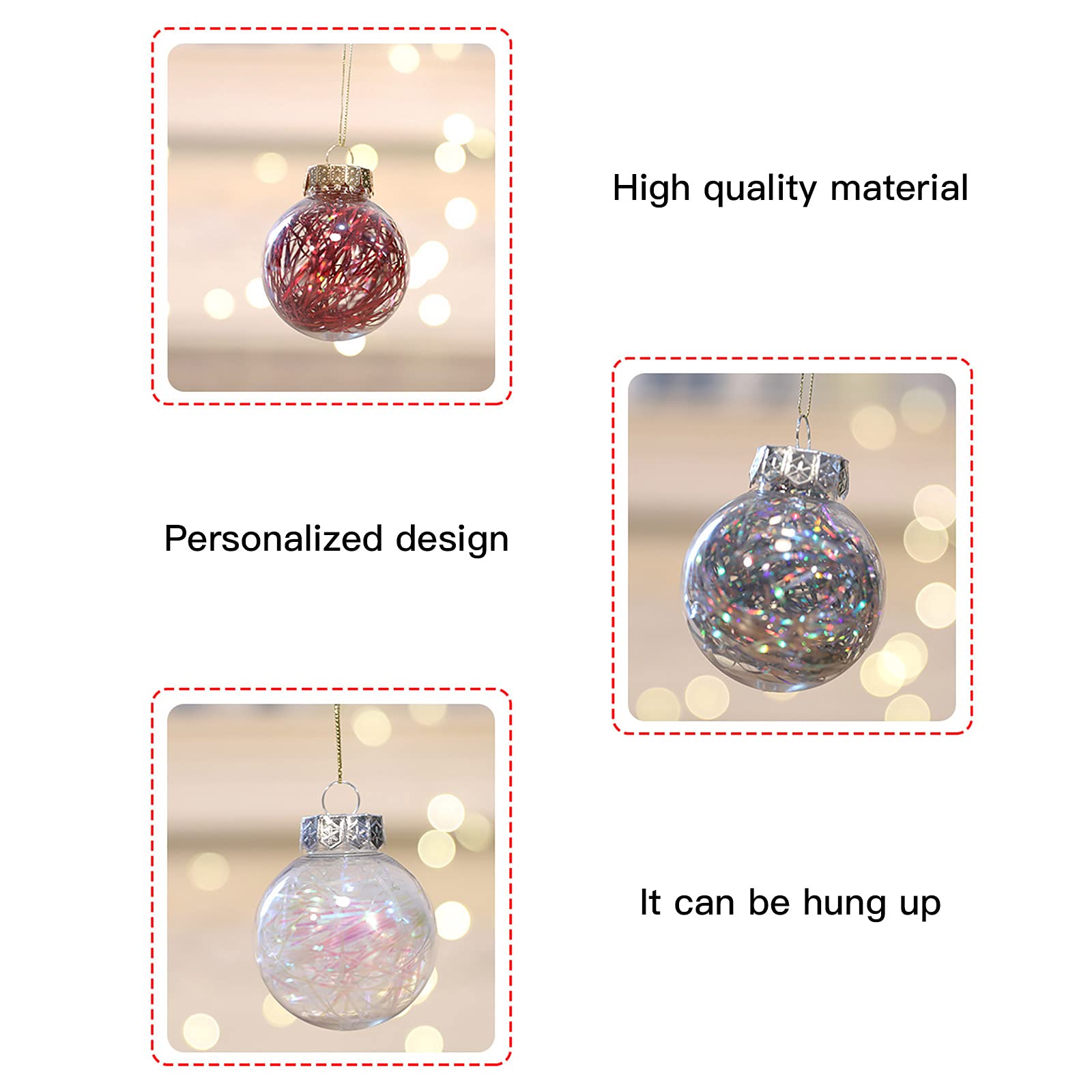 voor 16 stuks kerstdecoratie hangende ornamenten, 8 cm kerstballen, kerstballen, hangende ballen voor kerstboomdecoraties, hangende decoraties (rood goud
