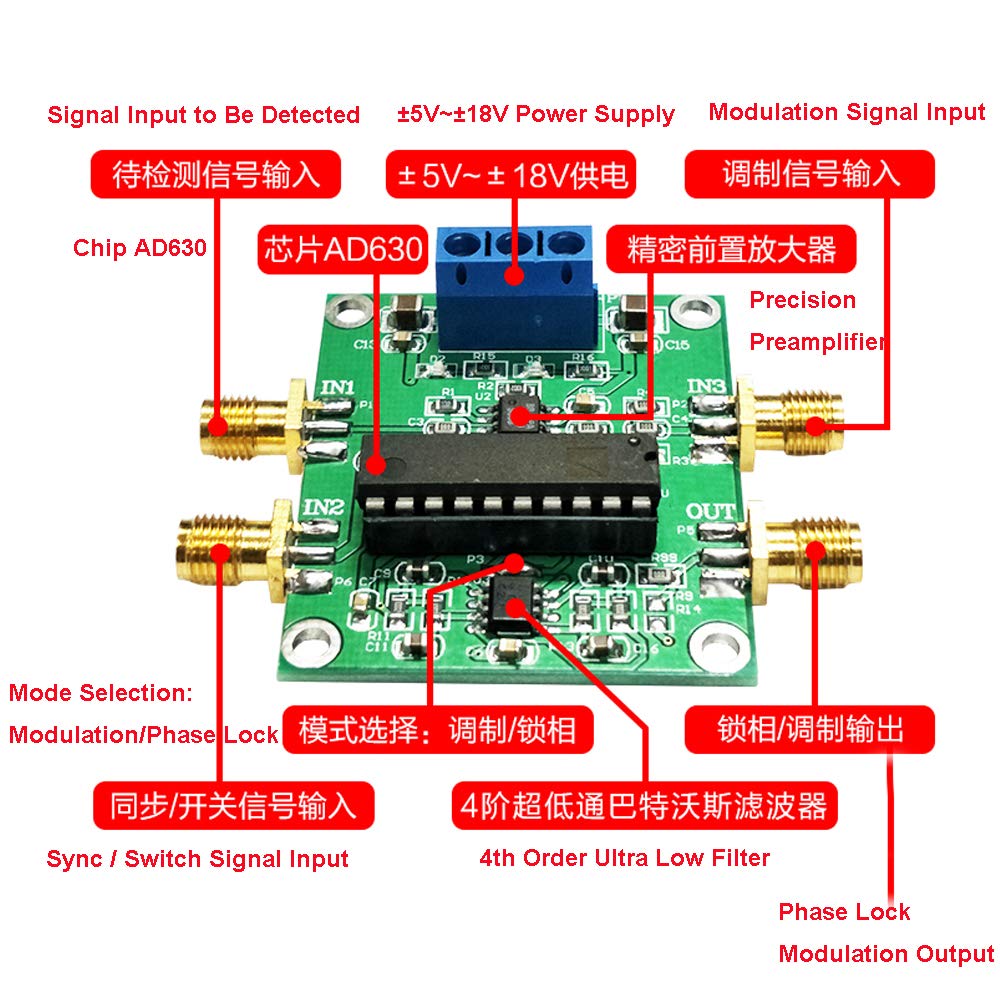 Amplificateur verrouillable AD630 Module 1 canal, AD630BD, ±5 V ~ ± 18 V, -40 ~ 125 ℃, décalage d'entrée 100 uV, 0,8 uV/℃ Coeff de température
