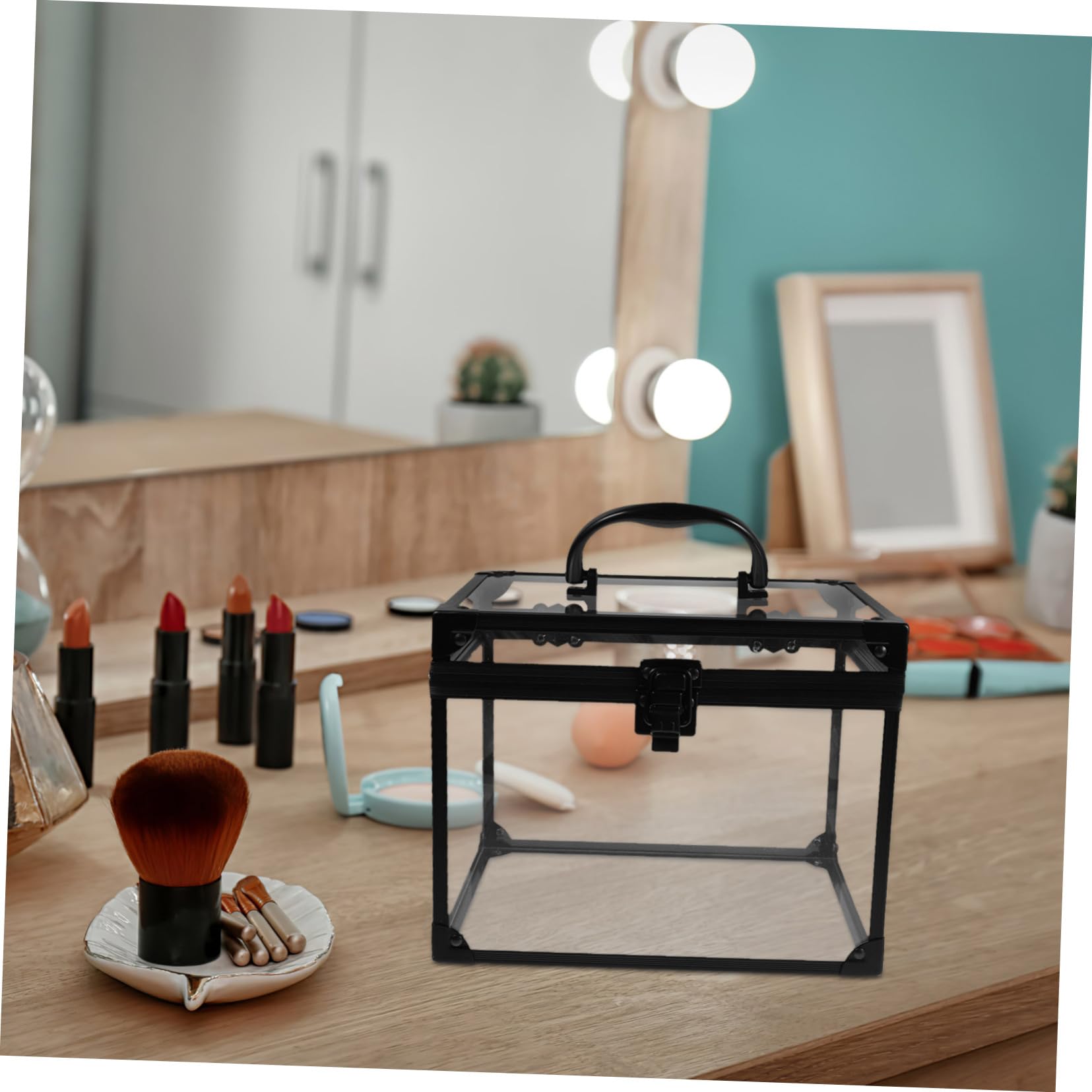 FRCOLOR Elegante Custodia Da Viaggio Per Il Trucco Organizer Per Gioielli Beauty Case Con Lucchetto E Chiavi