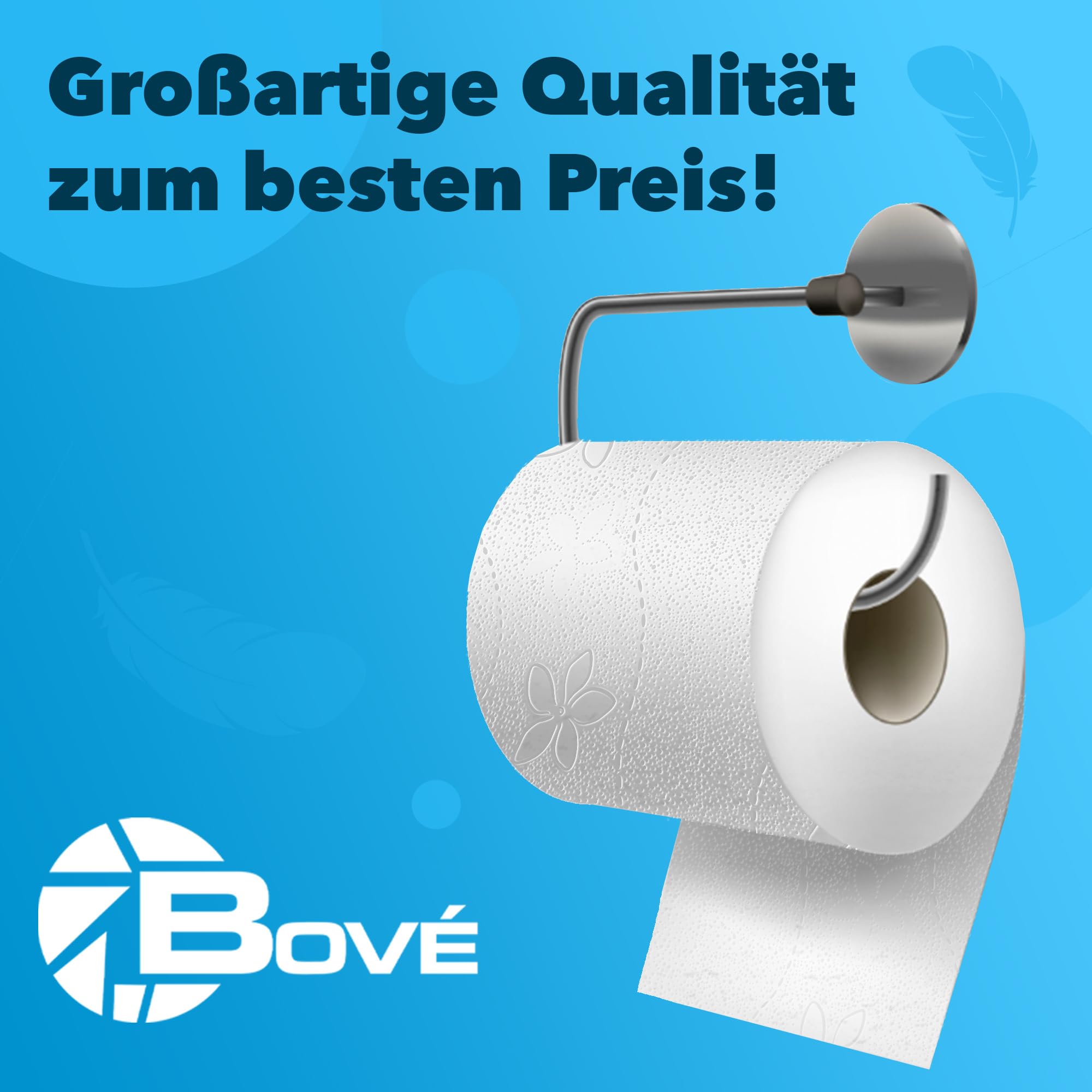 BOVE Toilettenpapier 3-Lagig - 120 Rollen, 125 Blatt pro Rolle - Weiß, 100% Zellstoff, Dezent Gemustert – Extra Weich & Reißfestes Klopapier - FSC- und Ecolabel-Zertifiziert