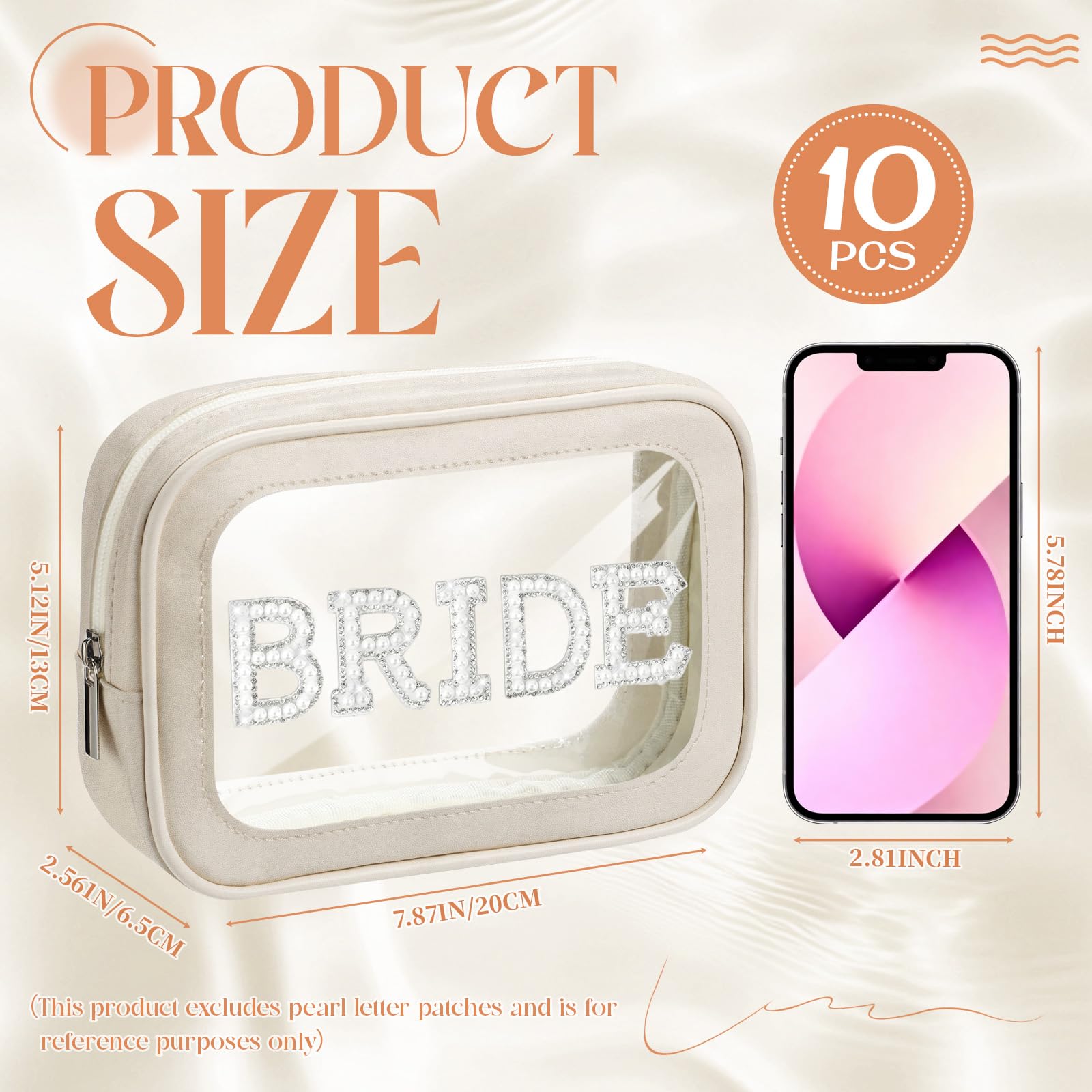 Abbylike Transparente Make-up-Tasche, TSA-zugelassen, transparente Kulturbeutel mit Reißverschluss, PU-Leder, wasserdicht, Reise-Make-up-Organizer für Frauen, Hochzeit, Braut, DIY-Geschenke