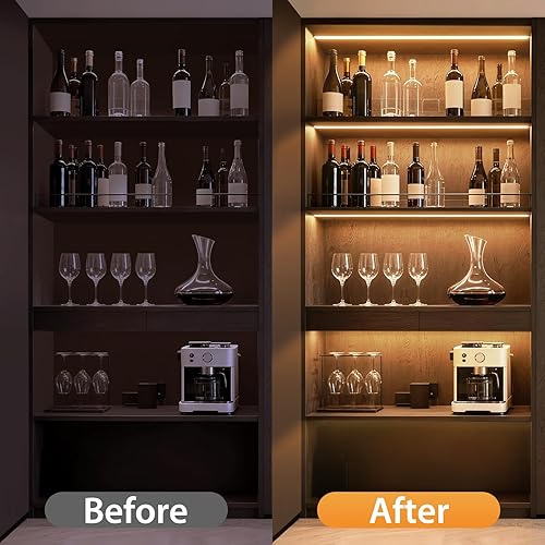 Miniatura 3 de Paquete de 3 tiras de luces LED de 6.6 pies, funciona con pilas, tira de luz LED blanca cálida y blanca fría, funciona con pilas, luz flexible y