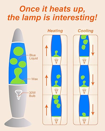 Miniatura 5 de Dalavalampa Lámpara de movimiento líquido de 16 pulgadas para adultos y niños, cera verde líquida azul, lámpara de magma retro, regalos para el día