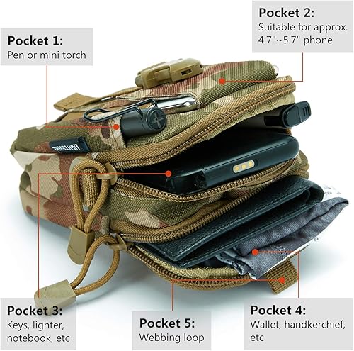 Miniatura 2 de Bassdash Light-Bare Series - Bolsa táctica Molle multiusos EDC bolsa cruzada, bolsa compacta para dispositivos con soporte para funda para teléfono